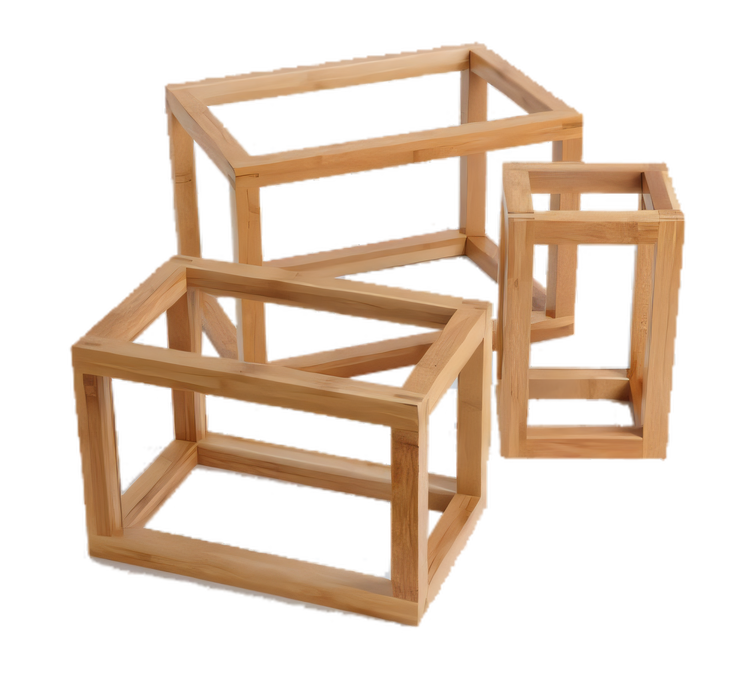 Product image #1 for Natural Bamboo Open Frame Buffet Riser Set of 3