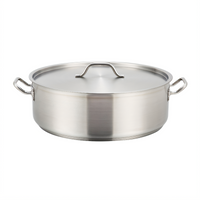Winco Premium 25 Qt Round Stainless Steel Brazier with Cover