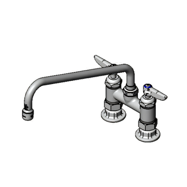 Product image #1 for T&S Brass B-0225-CR-K-F10 Double Pantry Faucet, 4" Deck Mount, 12" Swing Nozzle