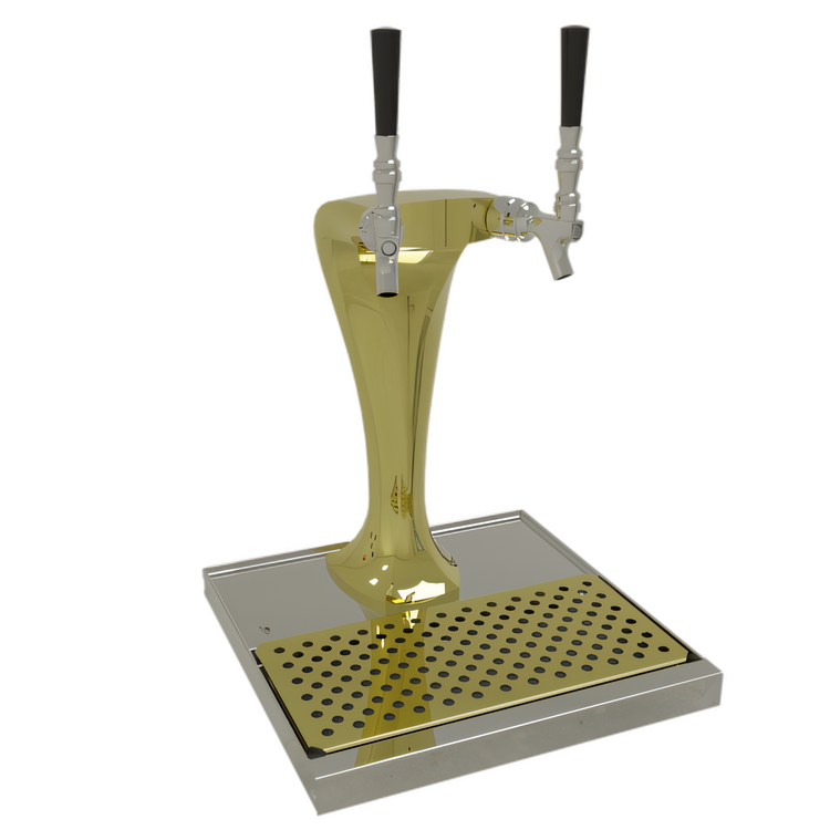 Product image #1 for Glastender Cobra 2-Faucet Glycol-Cooled Countertop Draft Dispensing Tower, Gold Finish