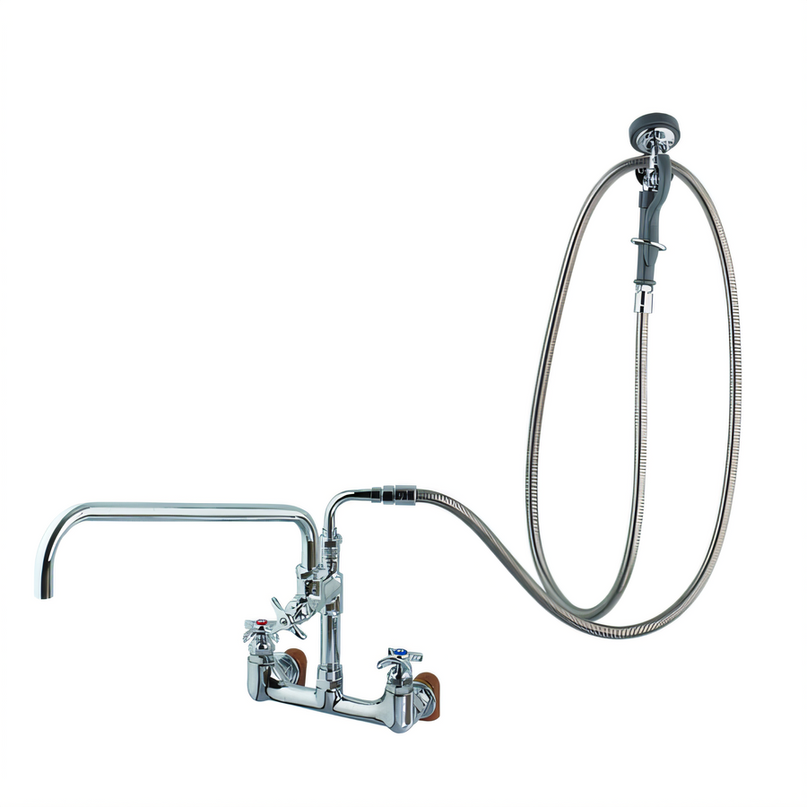 Product image #1 for Big-Flo 8-Inch Centers Wall Mount Pre-Rinse Add-On Faucet with 18-Inch Swing Nozzle