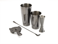 Barfly Diamond Lattice 5-Piece Cocktail Bar Tool Set with Shakers, Jigger, Spoon, and Strainer