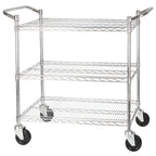 Thumbnail image #1 for Winco VCCD-1836B 3-Tier Chrome-Plated Wire Utility Bus Cart, 18 x 36 in, 800 lb Capacity, Adjustable Shelves