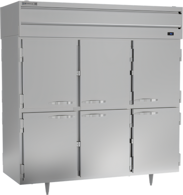 Product image #1 for Beverage Air P-Series Three-Section Pass-Thru Reach-In Refrigerator with 12 Solid Half Doors, 73.99 Cu. Ft.