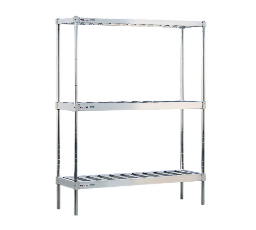 Product image #1 for New Age Aluminum 3-Shelf T-Bar Keg Rack, 4 Half-Barrel or 12 Sixth-Barrel Capacity