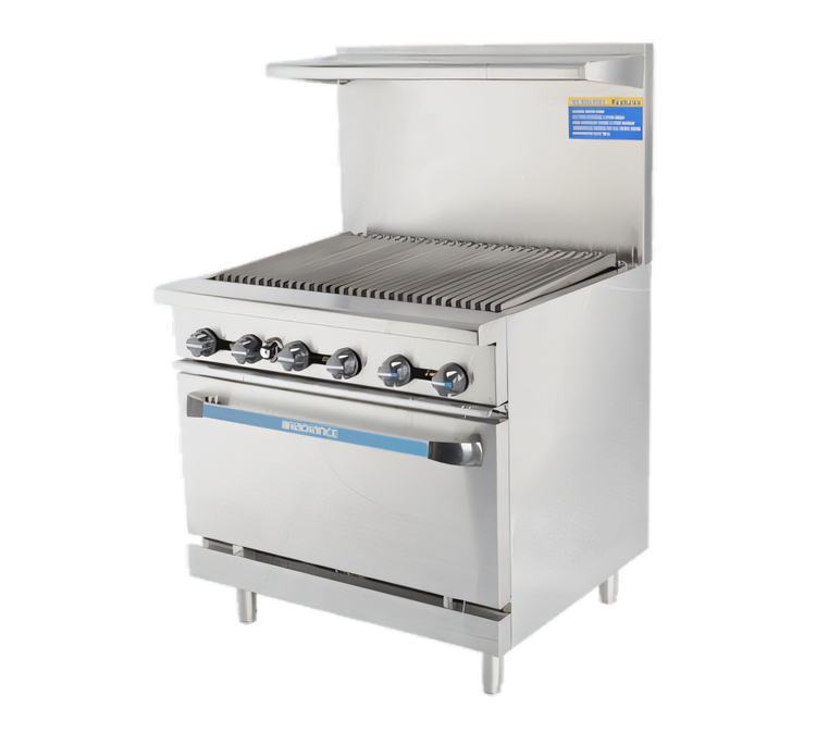 Product image #1 for Turbo Air Bake Tech Innovation Radiance 36-Inch Natural Gas Heavy Duty Range with Charbroiler Top and Standard Oven Base