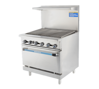 Turbo Air Bake Tech Innovation Radiance 36-Inch Natural Gas Heavy Duty Range with Charbroiler Top and Standard Oven Base