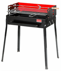 Omcan Painted Steel Charcoal BBQ Grill with Stainless Steel Brazier, Panel & 2 Wheels