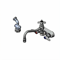 T&S Brass B-1156-CR Wall-Mount Workboard Mixing Faucet, 4-Inch Centers, 7-7/8-Inch Swing Nozzle, Self-Closing Spray Valve