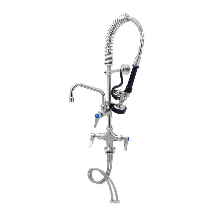 Product image #2 for T&S Brass Mini Pre-Rinse Deck-Mount Single-Hole Mixing Faucet with 8-Inch Swing Nozzle and 1.15 GPM Spray Valve