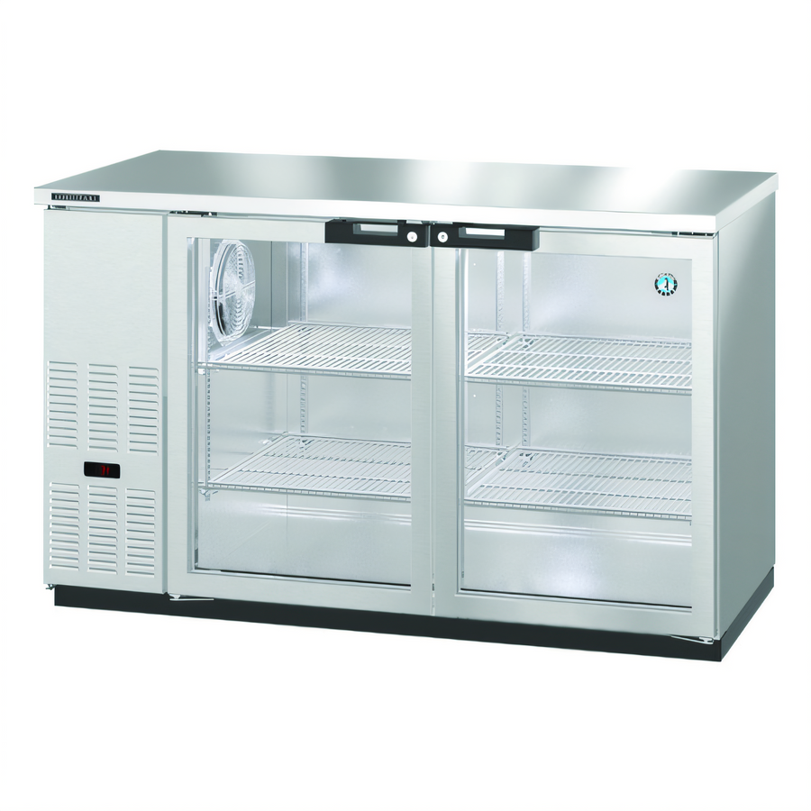 Product image #1 for Hoshizaki BB59-G-S Two-Section Glass Swing Door Back Bar Refrigerator, 59.5 Inch, Self-Contained Side-Mount, Stainless Steel Exterior