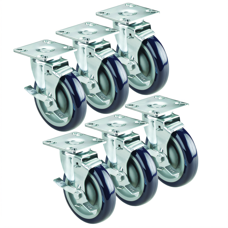 Product image #1 for Krowne 3-Inch Plate Shelf Casters with Brakes, Set of 6