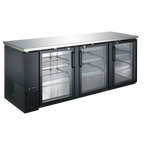 Thumbnail image #1 for Admiral Craft Equipment Corp. Black Diamond USBB-9028G 90-Inch Back Bar Bottle Cooler with 3 Hinged Glass Doors, 32 Cu. Ft.