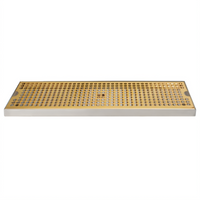 Micro Matic Surface Mount Stainless Steel Drip Tray with Perforated PVD Brass Grid, 16