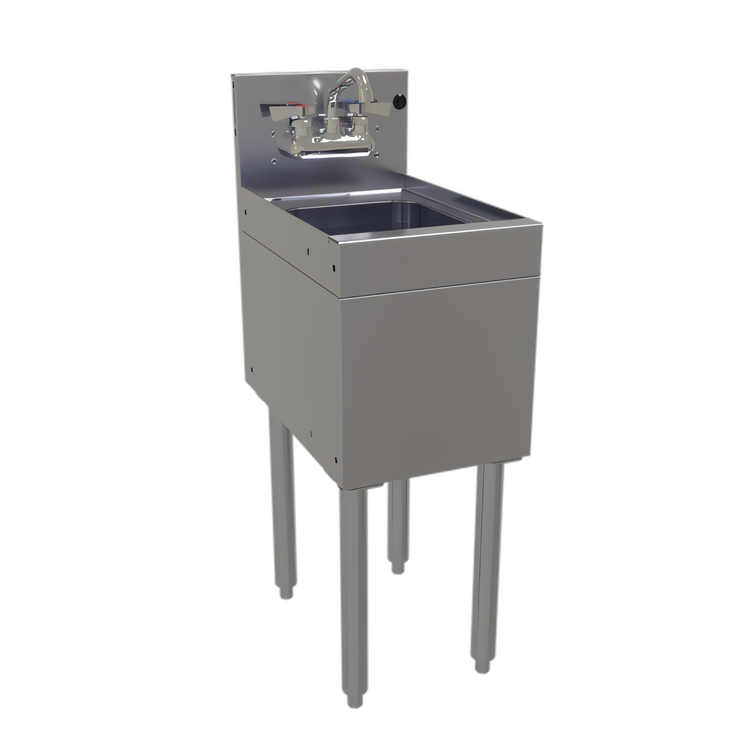 Product image #1 for Glastender Free-Standing Stainless Steel Underbar Hand Sink Unit with Splash-Mount Faucet, 12 Inch Wide