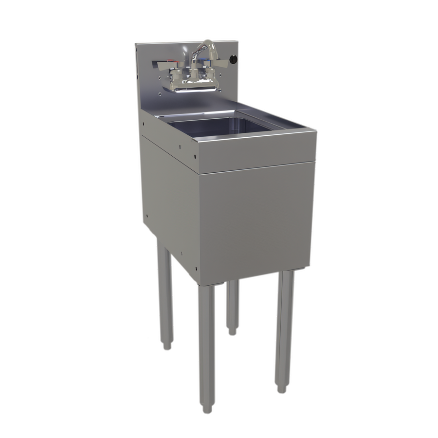 Product image #1 for Glastender Free-Standing Stainless Steel Underbar Hand Sink Unit with Splash-Mount Faucet, 12 Inch Wide