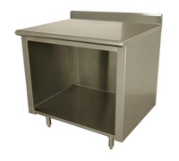 Advance Tabco Stainless Steel Work Table with Open Front Cabinet Base and 5-Inch Backsplash, 120 x 30 Inches