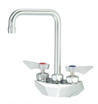 Krowne Diamond Series 4-Inch Center Wall Mount Faucet with 6-Inch Double Bend Gooseneck Spout, 1.8 GPM, Ultra-Polish Satin Finish