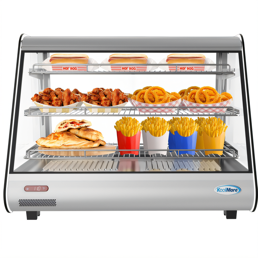 Product image #1 for KoolMore 34-Inch Countertop Glass Display Warmer, 5.6 Cu. Ft., Full-Service, 3-Shelf