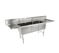 John Boos B Series 3-Compartment Stainless Steel Sink with Left and Right Drainboards