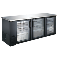 Black Diamond 90-Inch Back Bar Bottle Cooler with 3 Hinged Glass Doors, 32 Cu. Ft.