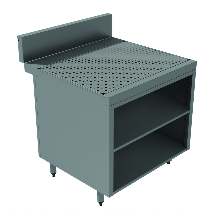 Product image #1 for Advance Tabco Prestige Supreme 36-Inch Stainless Steel Freestanding Underbar Drainboard Cabinet with Open Front and 7-Inch Backsplash