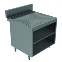 Advance Tabco Prestige Supreme 36-Inch Stainless Steel Freestanding Underbar Drainboard Cabinet with Open Front and 7-Inch Backsplash