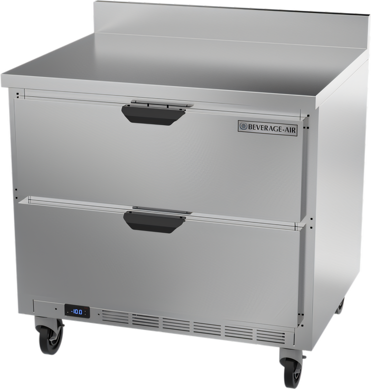 Product image #1 for Beverage-Air 36-Inch One-Section Worktop Freezer with 2 Drawers and 4-Inch Backsplash
