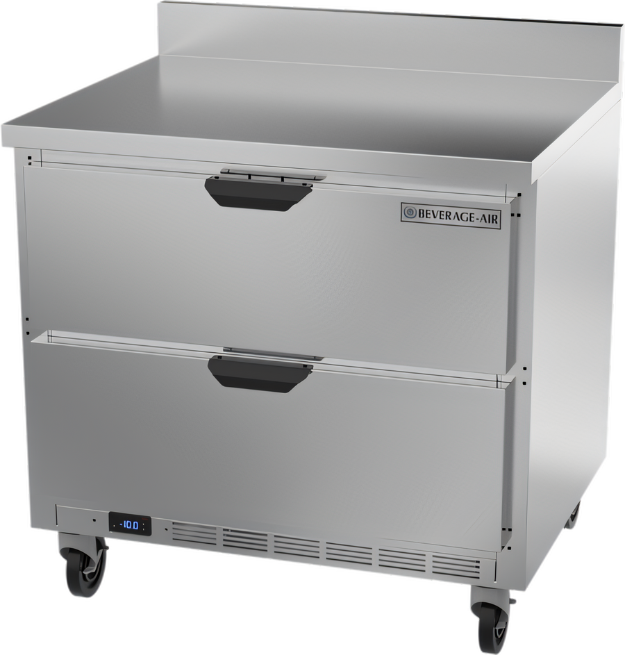 Product image #1 for Beverage-Air 36-Inch One-Section Worktop Freezer with 2 Drawers and 4-Inch Backsplash