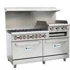 Thumbnail image #1 for Hurakan Heavy Duty 60-Inch Gas Range with 6 Open Burners, 2 Ovens, Griddle, and Broiler