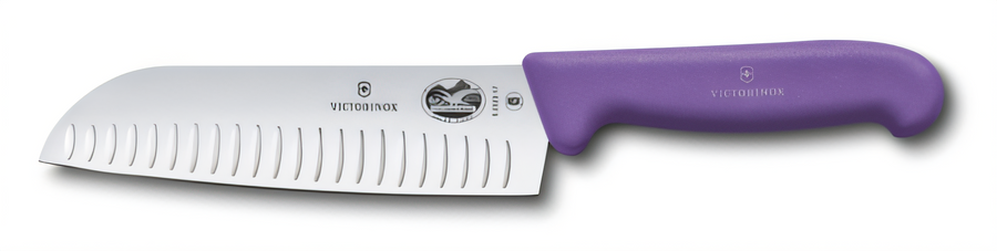 Product image #1 for Victorinox Fibrox® - HACCP 7-Inch Stamped Santoku Knife with Granton Edge and Purple Fibrox Pro Handle