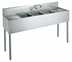 Thumbnail image #1 for Krowne Silver Series 60-Inch Three-Compartment Convenience Store Sink with Dual Drainboards and Faucet