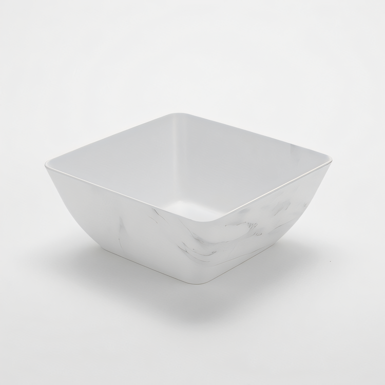 Product image #1 for American Metalcraft Naturals Collection 127 oz Square Melamine Bowl, White Marble Pattern