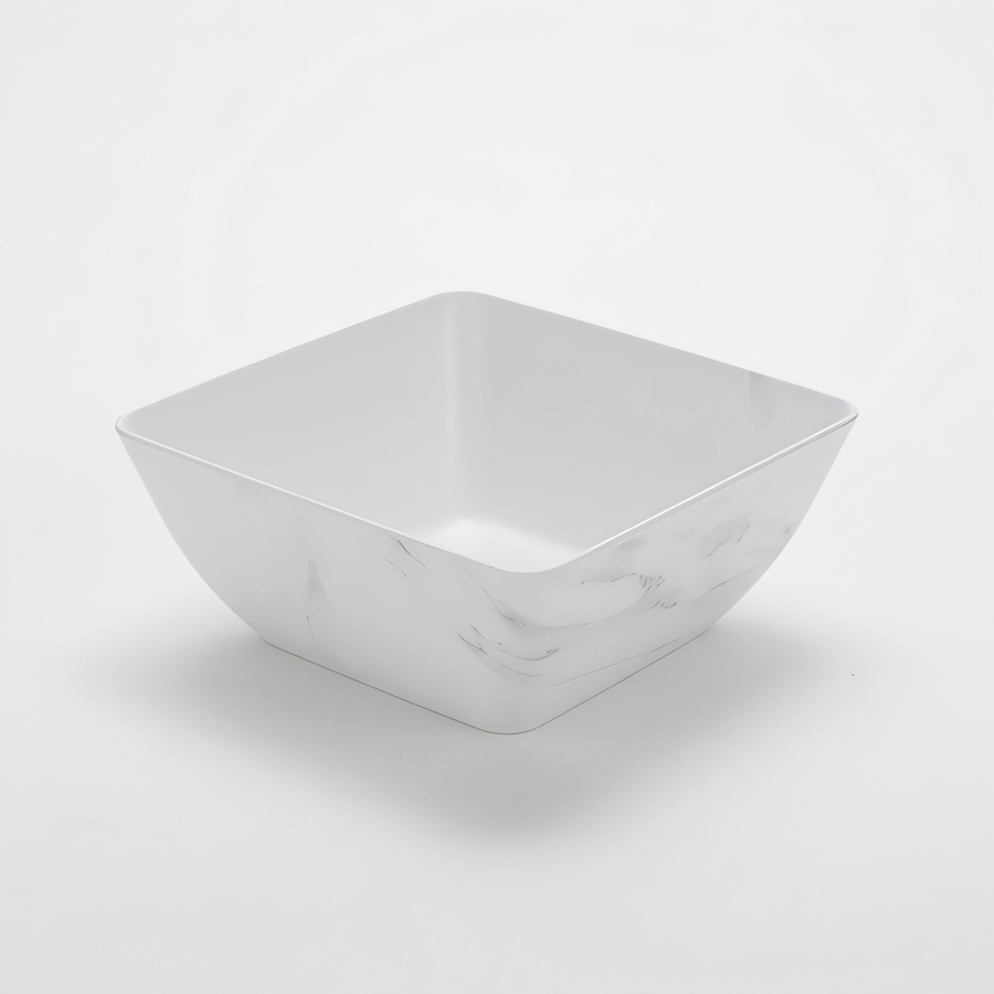 Product image #1 for American Metalcraft Naturals Collection 127 oz Square Melamine Bowl, White Marble Pattern