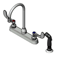 T&S Brass B-1172-07-WH4 Workboard Faucet with 6-Inch Gooseneck and 7-Foot Side Spray Hose
