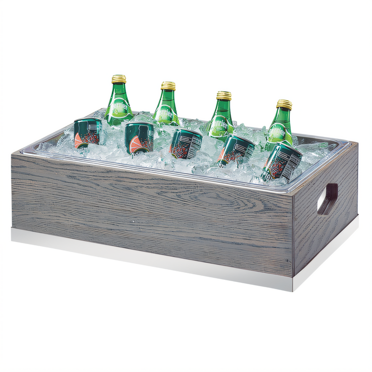 Product image #1 for Cal-Mil Ashwood Rectangular Ice Housing with Clear Polycarbonate Pan Insert and Liner, 21-1/4 x 13-1/4 x 7 Inches, Gray Wash Oak Wood