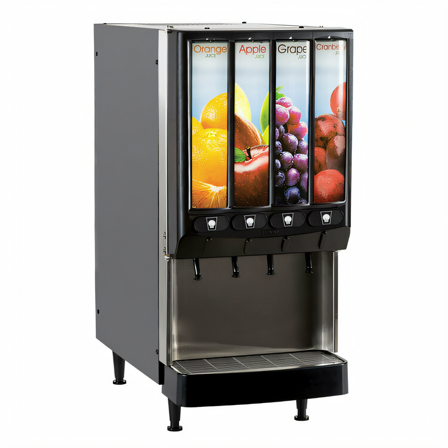 Product image #1 for BUNN Silver Series 4-Flavor Cold Beverage System with Lighted Graphic Door, Push Button Dispense