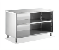 Steel Works Stainless 48 Inch Wide x 15 Inch Deep x 36 Inch High 18-Gauge 304 Stainless Steel Open Dish Cabinet with Adjustable Mid-Shelf