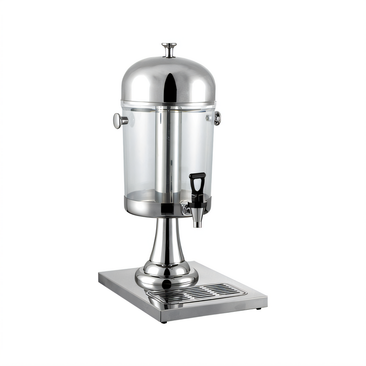 Product image #1 for CAC China 2.2 Gallon Single Beverage Dispenser with Mirror Finish Stainless Steel Lid and Stand, Clear Polycarbonate Container