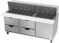 Beverage-Air SPED72HC-30M-4 72-Inch Mega Top Refrigerated Prep Table with 30-Pan Opening, Drawers and Door