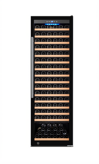 Omcan Vinovero One-Section 27-Inch Single-Zone Commercial Wine Cooler, 192-Bottle Capacity, Black Framed Tinted Glass Door