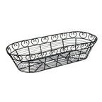 Thumbnail image #1 for Winco WBKG-15 Long Oval Wire Bread/Fruit Basket, 15 x 6-1/4 x 3 Inches, Black Case of 12