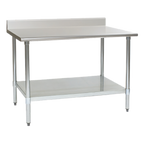 Thumbnail image #1 for Eagle Group Spec-Master T24144E-BS 144-Inch Stainless Steel Work Table with 4-1/2-Inch Backsplash and Adjustable Galvanized Undershelf