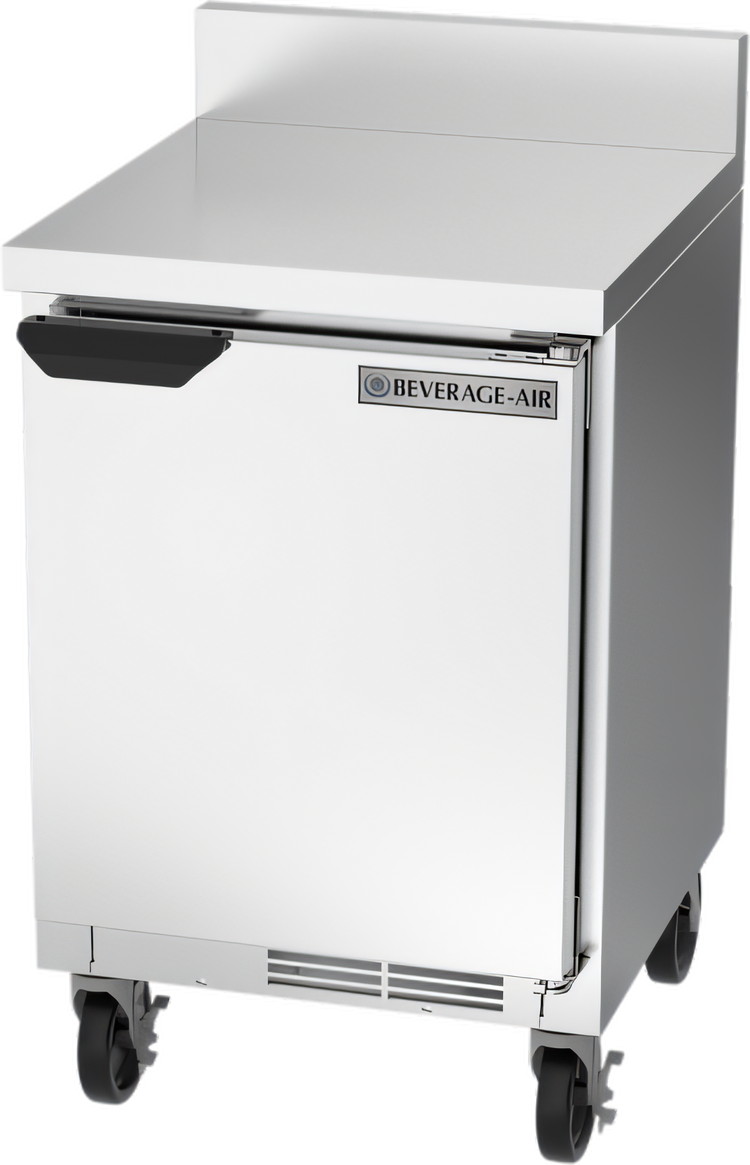 Product image #1 for Beverage-Air 20-Inch Shallow Depth Worktop Refrigerator with Solid Reversible Door and Foamed-In-Place Backsplash