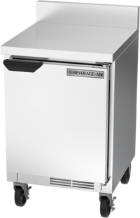 Beverage-Air 20-Inch Shallow Depth Worktop Refrigerator with Solid Reversible Door and Foamed-In-Place Backsplash