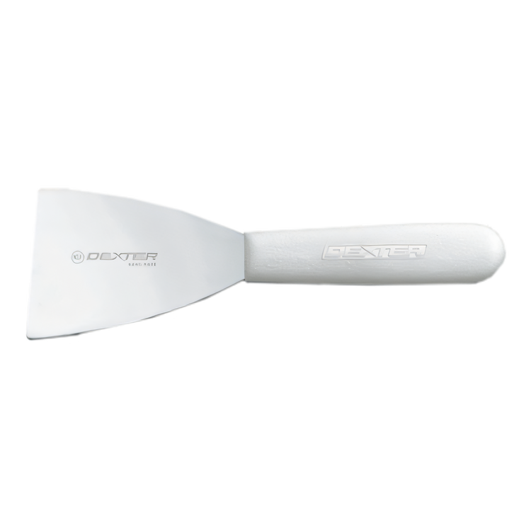 Product image #1 for Sani-Safe 12-1/2 Inch Stiff Pan Scraper with 3 Inch Stainless Steel Round-Corner Blade and White Polypropylene Handle