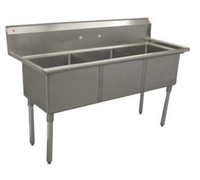 Serv-Ware 3-Compartment Economy Stainless Steel Sink, 59-Inch W x 23.5-Inch D, 14-Inch Deep Bowls