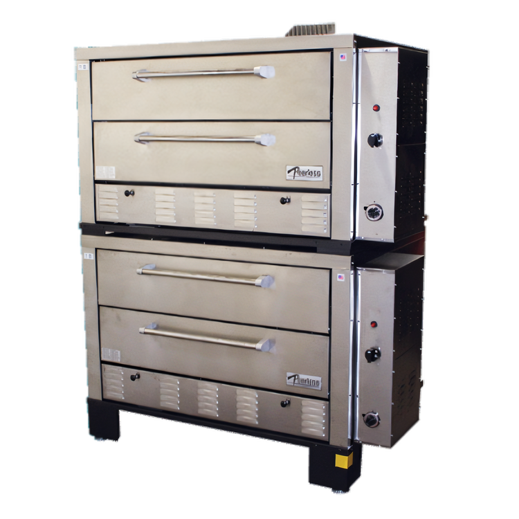 Product image #1 for Peerless CW62PSC 4-Deck Double-Stacked Gas Deck Pizza Oven with 42 x 32-Inch Hearth Stone Decks