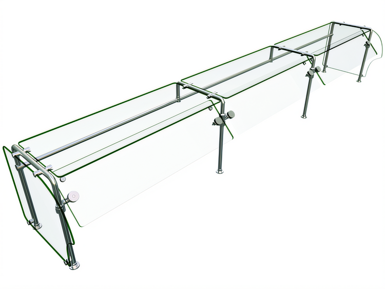 Product image #1 for Hatco Flav-R-Shield ES90-132 Self-Service Single-Sided Tempered Glass Food Shield, 132 Inch