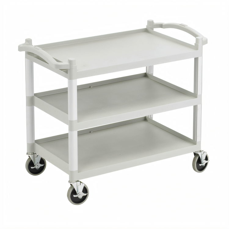 Product image #1 for Cambro KD Low-Profile 3-Shelf Utility Bus Cart, Speckled Gray, 400 lb. Capacity